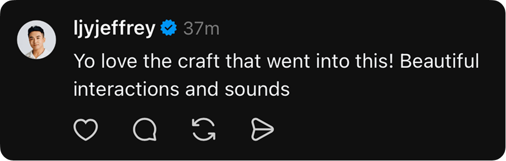 Yo love the craft that went into this! Beautiful interactions and sounds